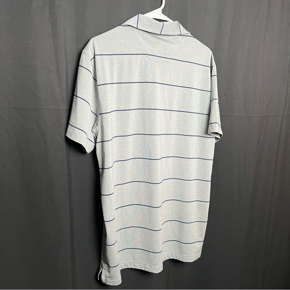 Rule 18- Men’s Golf Polo- Gray & Blue Stripe- Large - Picture 8 of 9